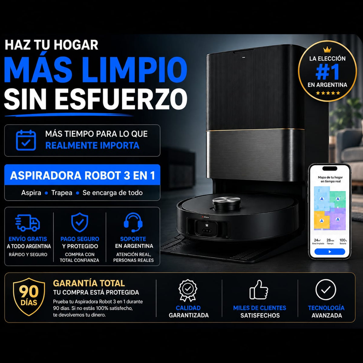 Aspiradora Robot 3 en 1
