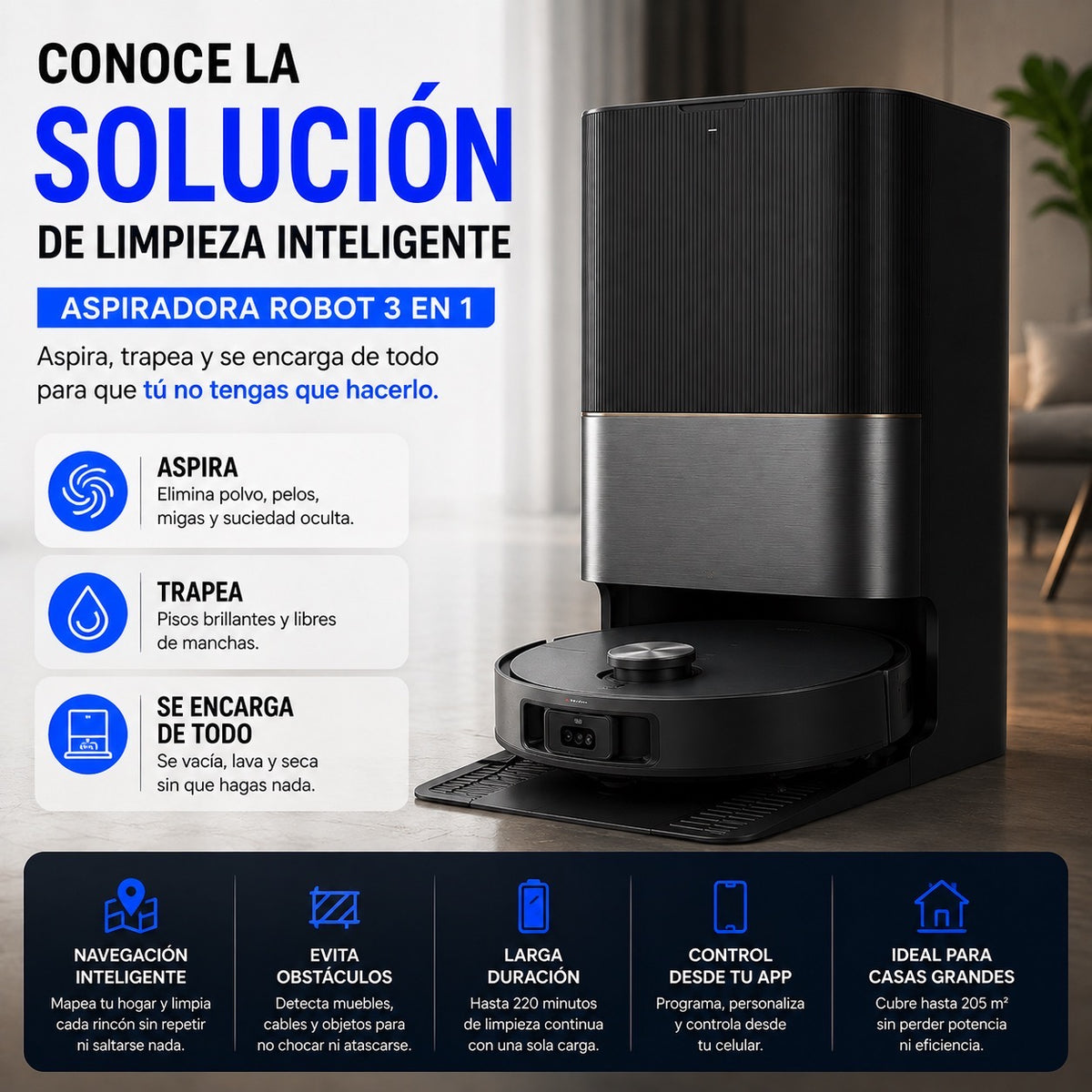 Aspiradora Robot 3 en 1