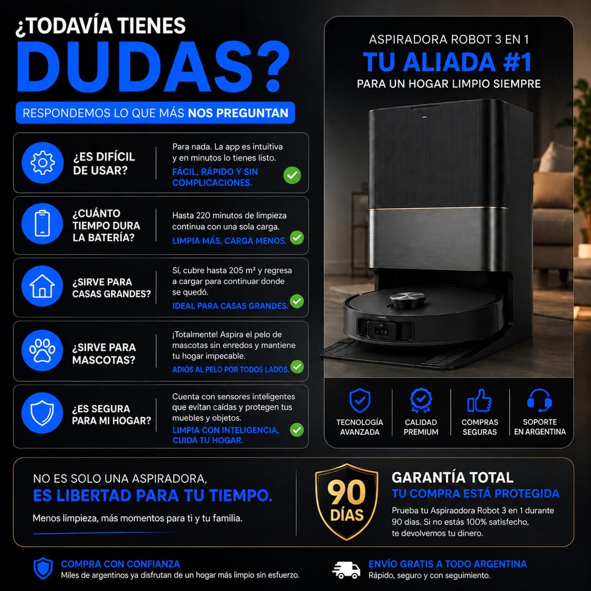 Aspiradora Robot 3 en 1
